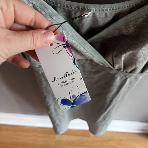 maternity nursing night gown PJs Grey Size M New with tags - Picture 6 of 8